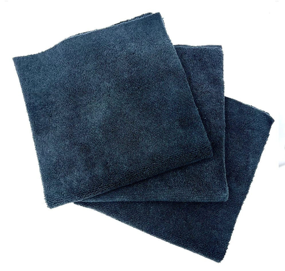 Edgeless Microfiber Towel Black 16”x16”