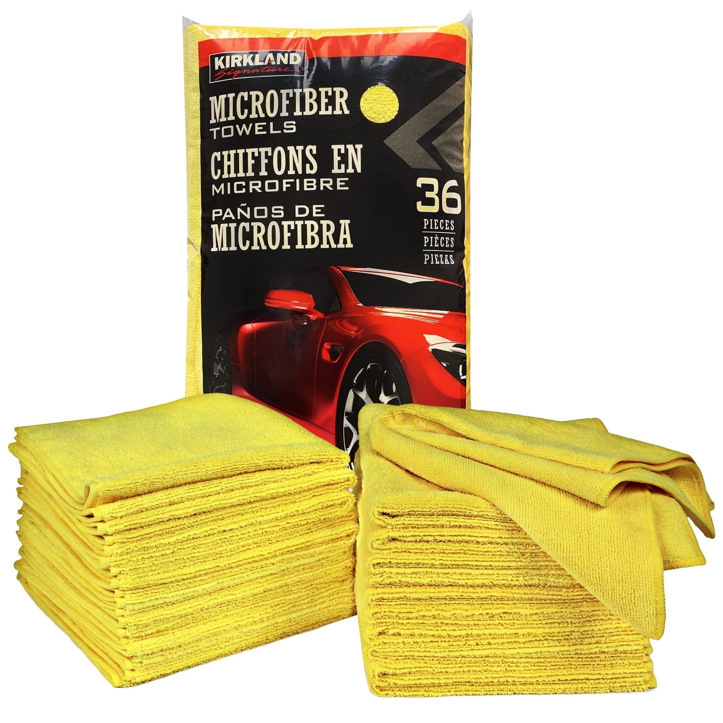 Kirkland Signature Ultra Plush Microfiber Towel, Yellow, 16 in x 16 in, 36-pack